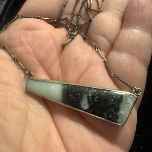 OOAK Artisan Amazonite Sterling Silver Necklace Halcyon Jewelry Rare early desig